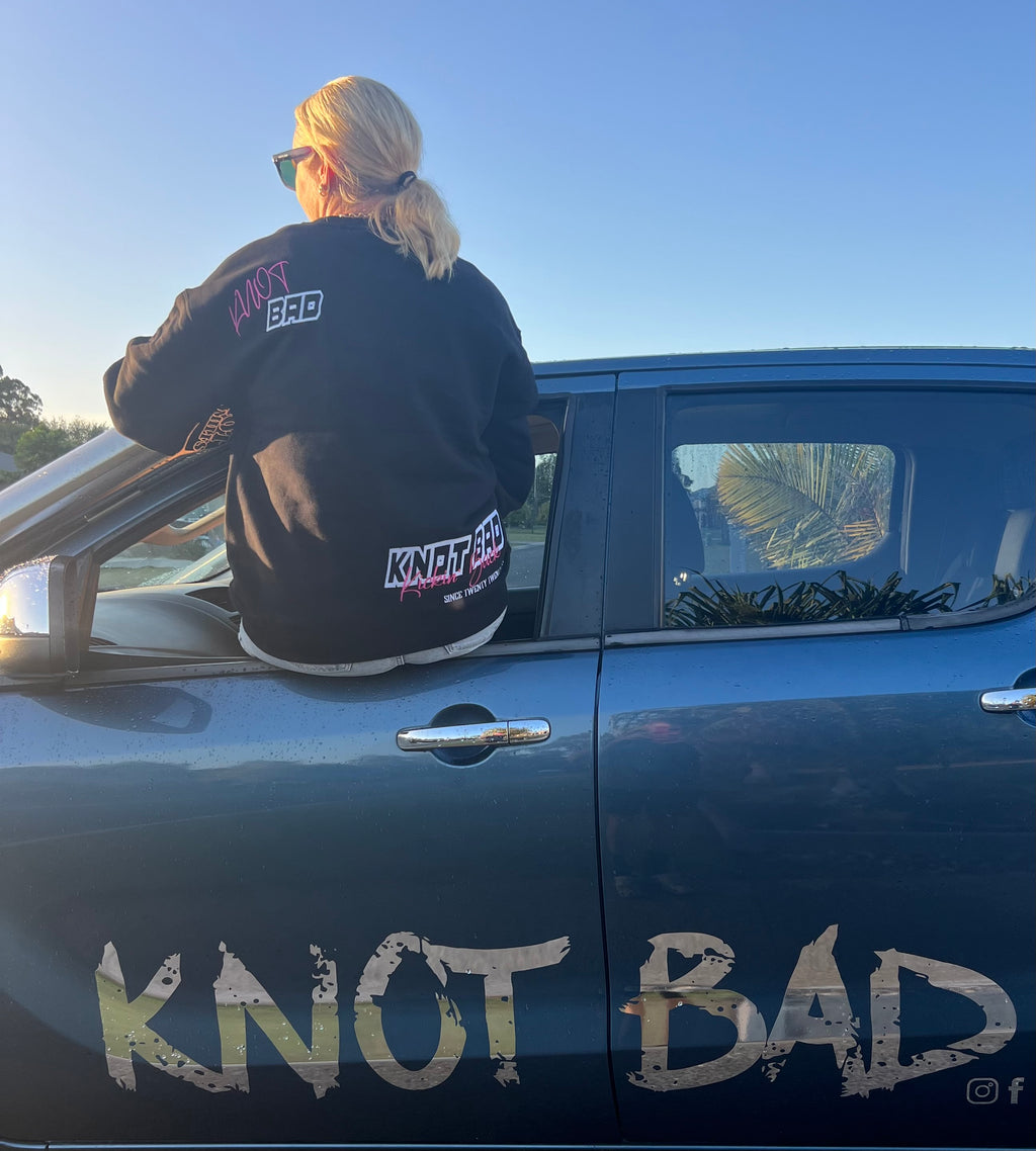 Knot Bad Relax Crew Embroidered Sweater