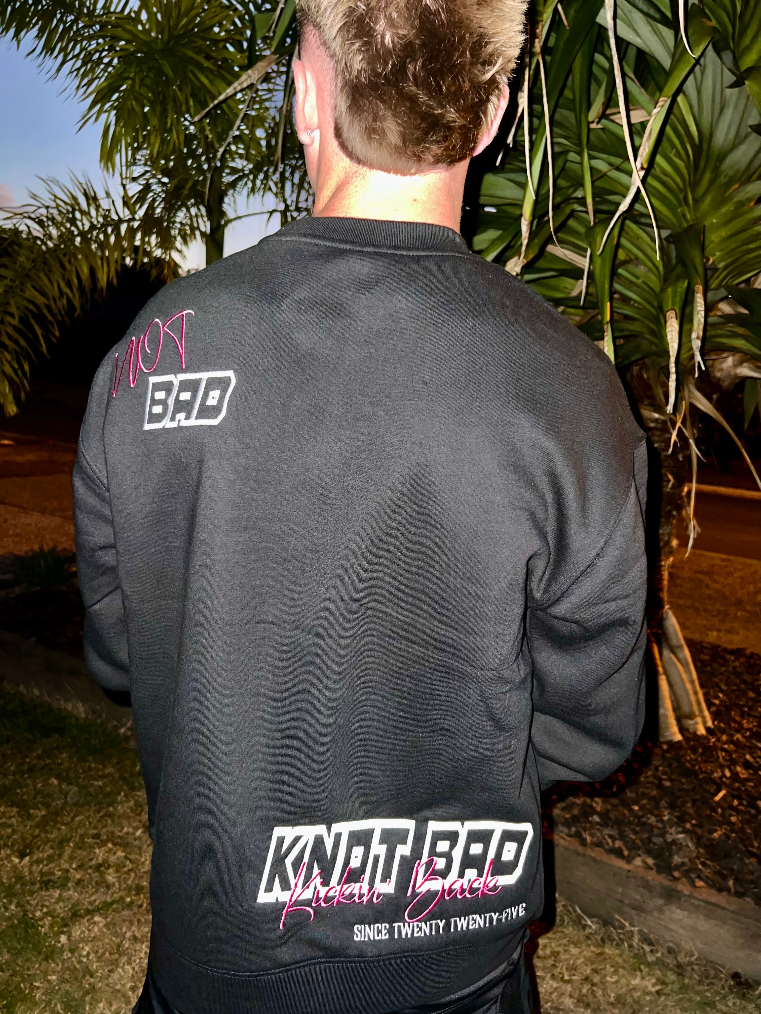 Knot Bad Relax Crew Embroidered Sweater
