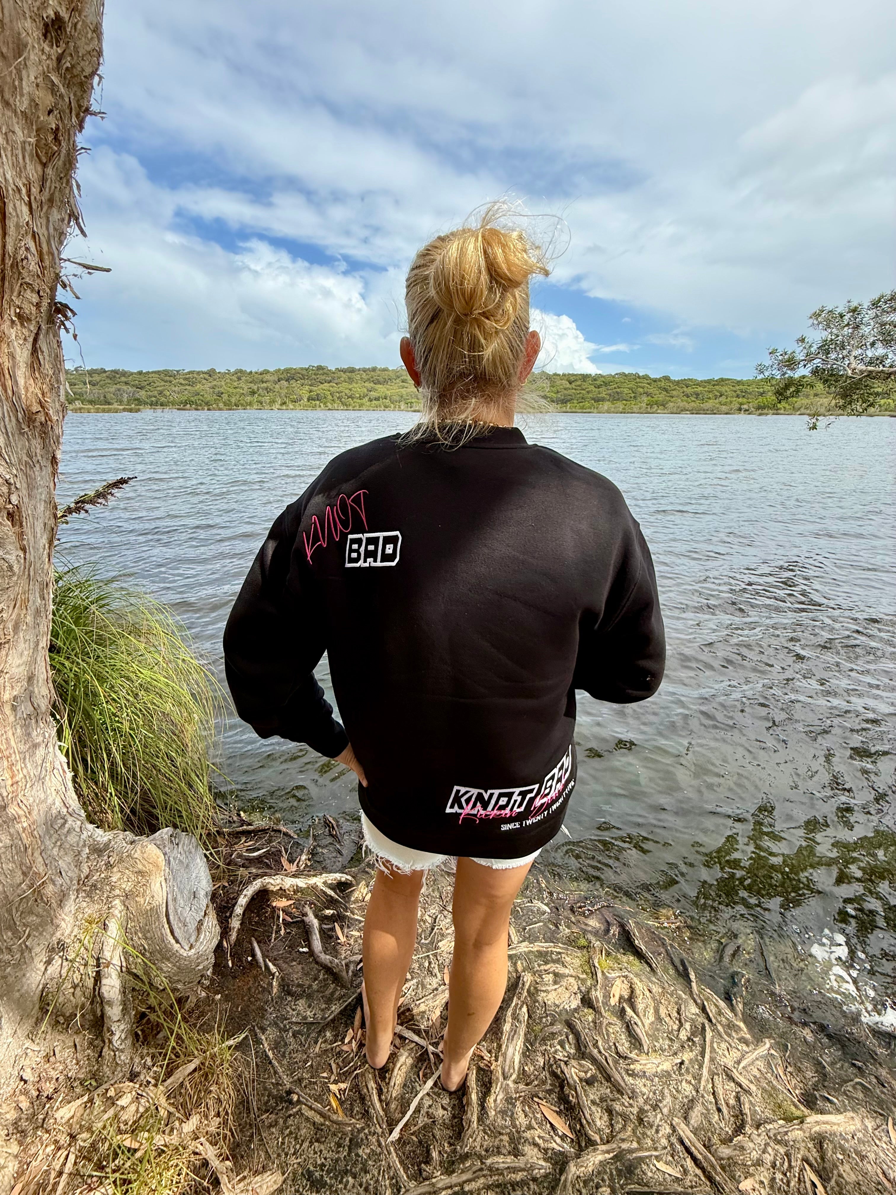 Knot Bad Relax Crew Embroidered Sweater